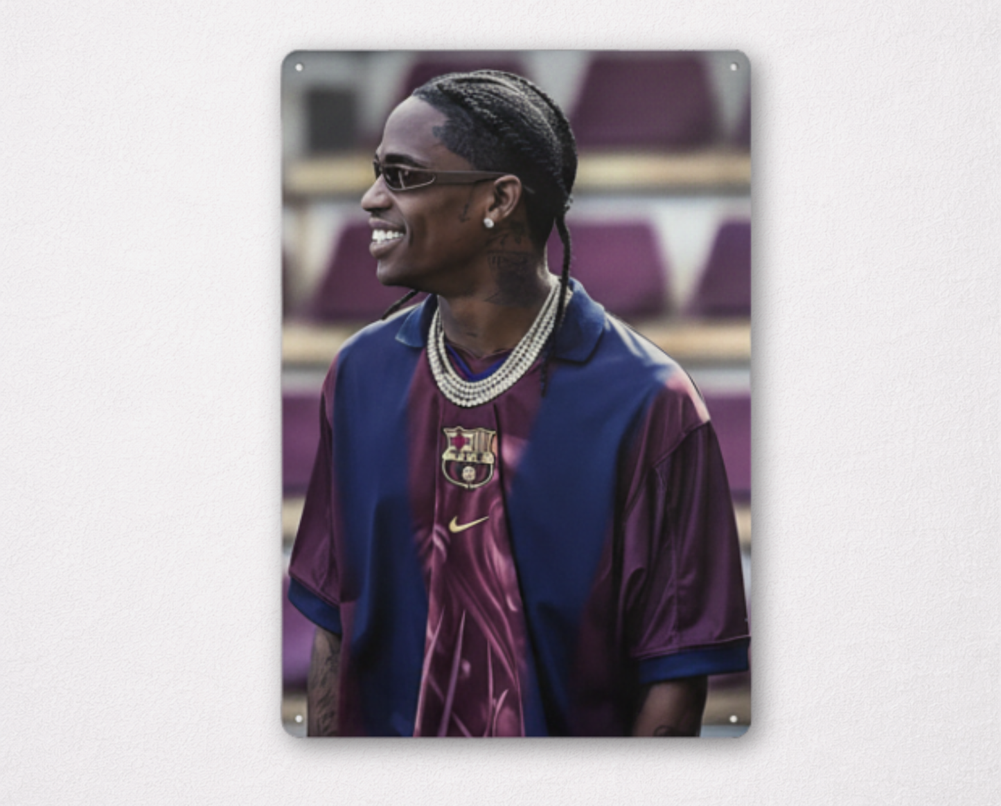 Affiche Métallique Travis Scott - FC Barcelone