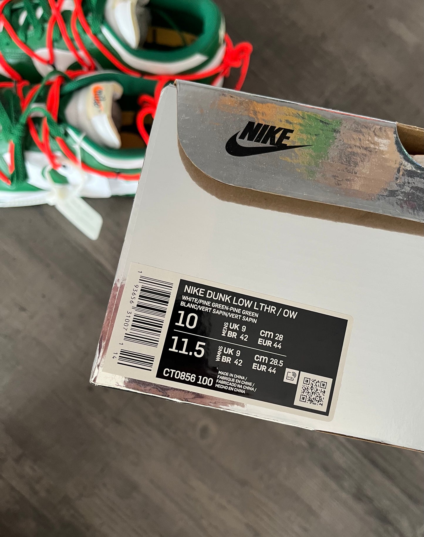 Seconde-Main Nike Dunk Low x Off-White "Pine Green" (Taille : 44)